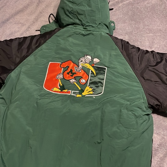Vintage Miami Hurricanes Hooded Starter Jacket 1/2 Zip NCAA "THE U" Size XL - Picture 2 of 15